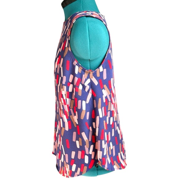 NWOT Boden Size 6 Geometric Blouse Red Coral White and Navy - Picture 4 of 11